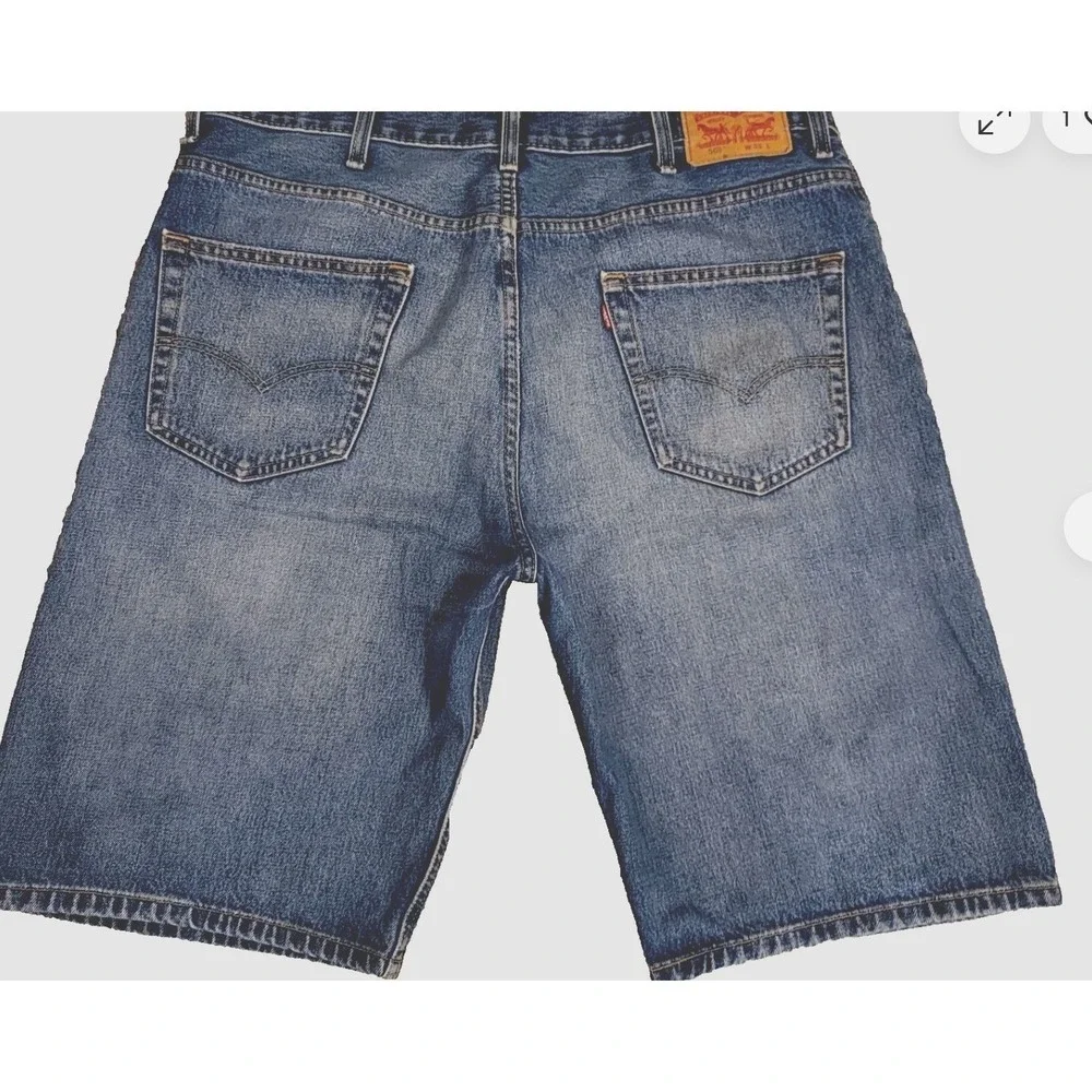 Levis 569 Shorts Mens Size W44 Loose Fit Blue Denim Medium Wash Baggy Jorts